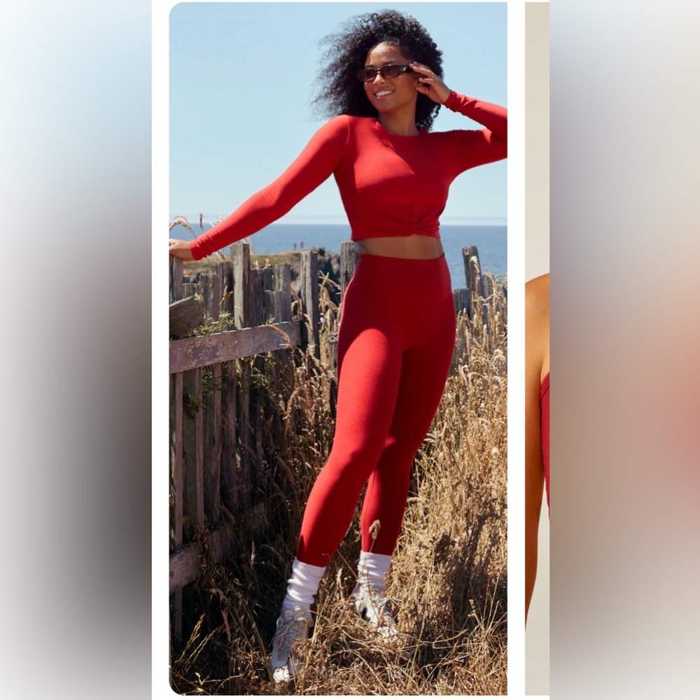Beyond Yoga Red Crop Top and leggings